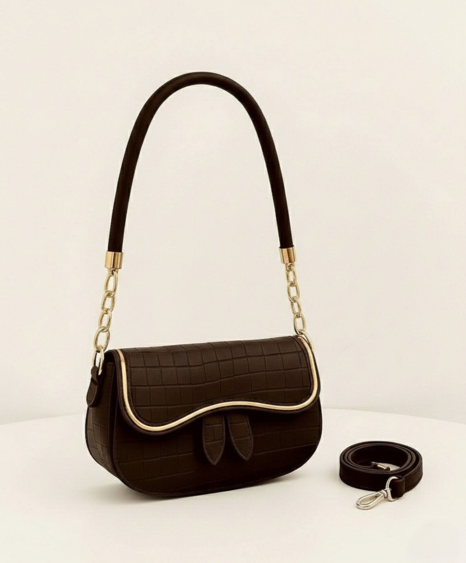 Enshee Aurra Shoulder Bag - Dark Brown